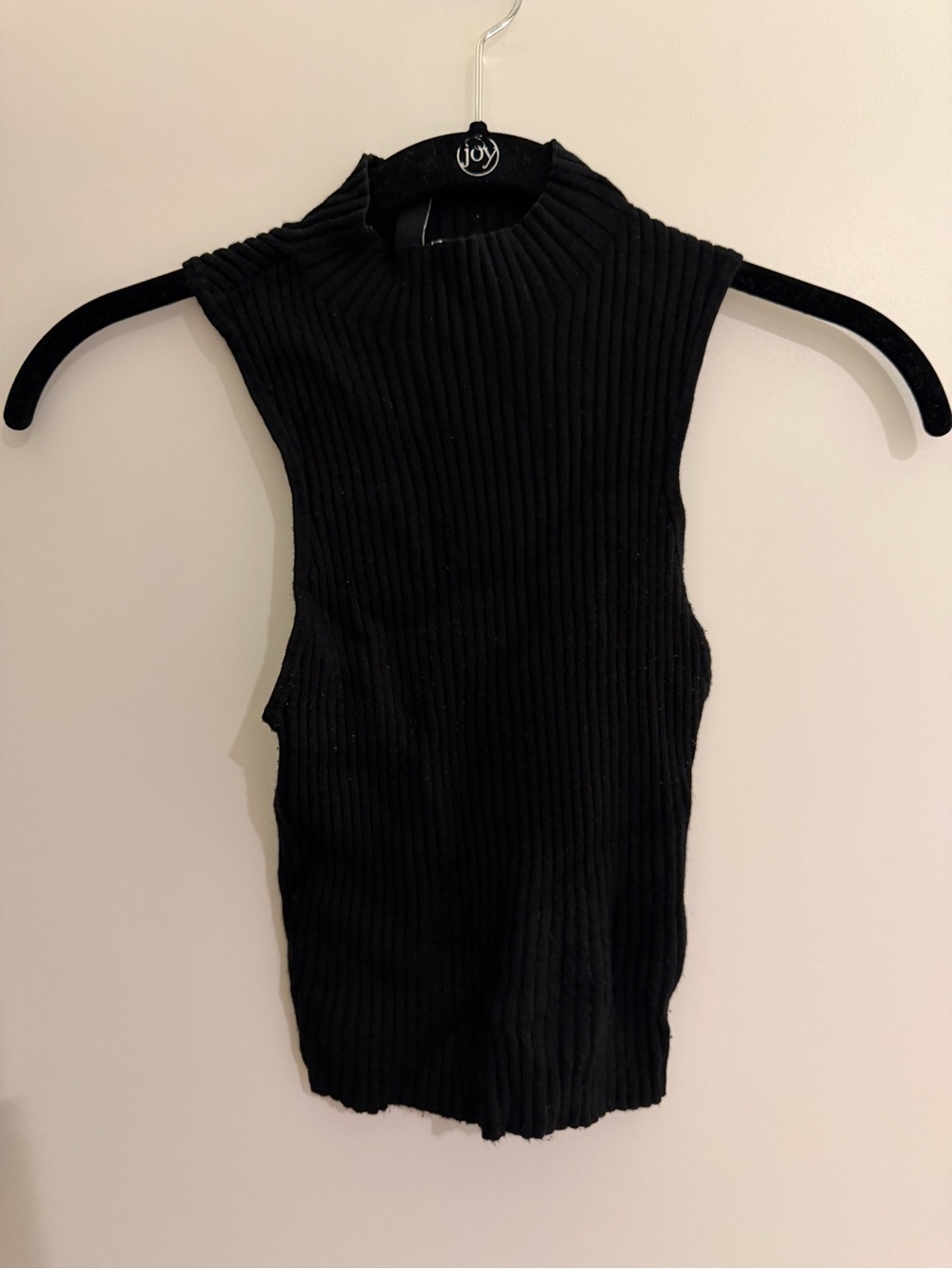 H&M Black Ribbed Sleeveless Mock-Neck Tank